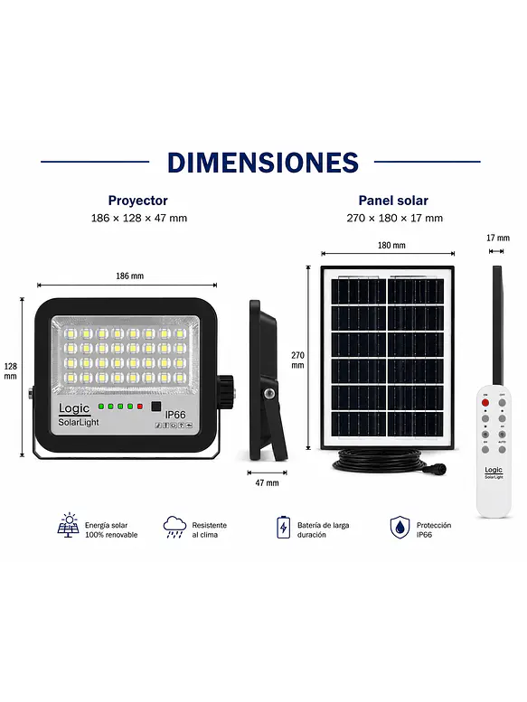 Proyector Solar LED EcoLuz 50W Luz Fría IP66  3