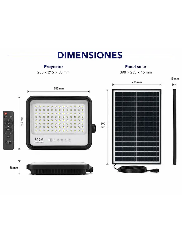 Proyector Solar LED EcoLuz Plus 100W Luz Cálida / Luz Neutra / Luz Fría IP66 3