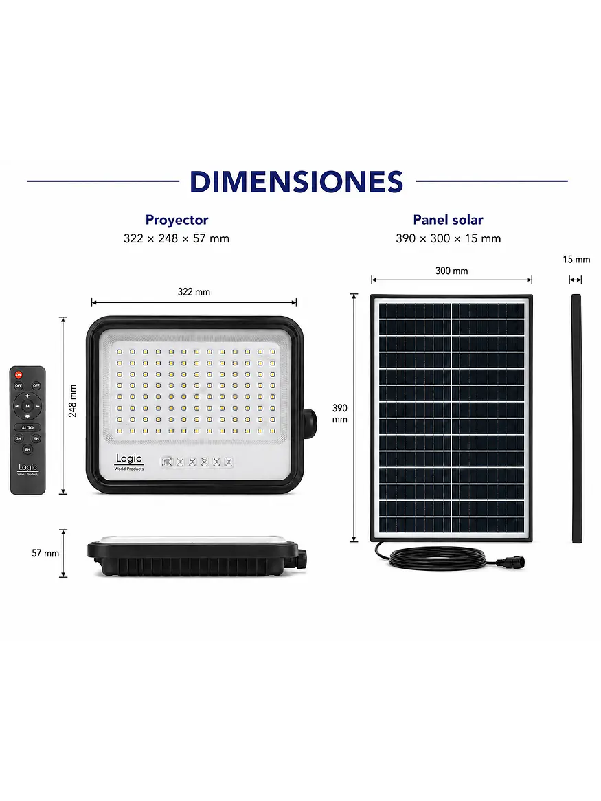 Proyector Solar LED EcoLuz Plus 150W Luz Cálida / Luz Neutra / Luz Fría IP66  3