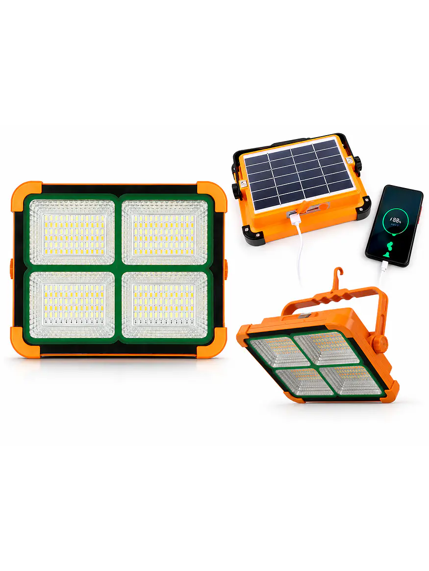 Luminaria Solar Portátil S19 200W Luz Fría / Luz Cálida Emergencia IP65 1