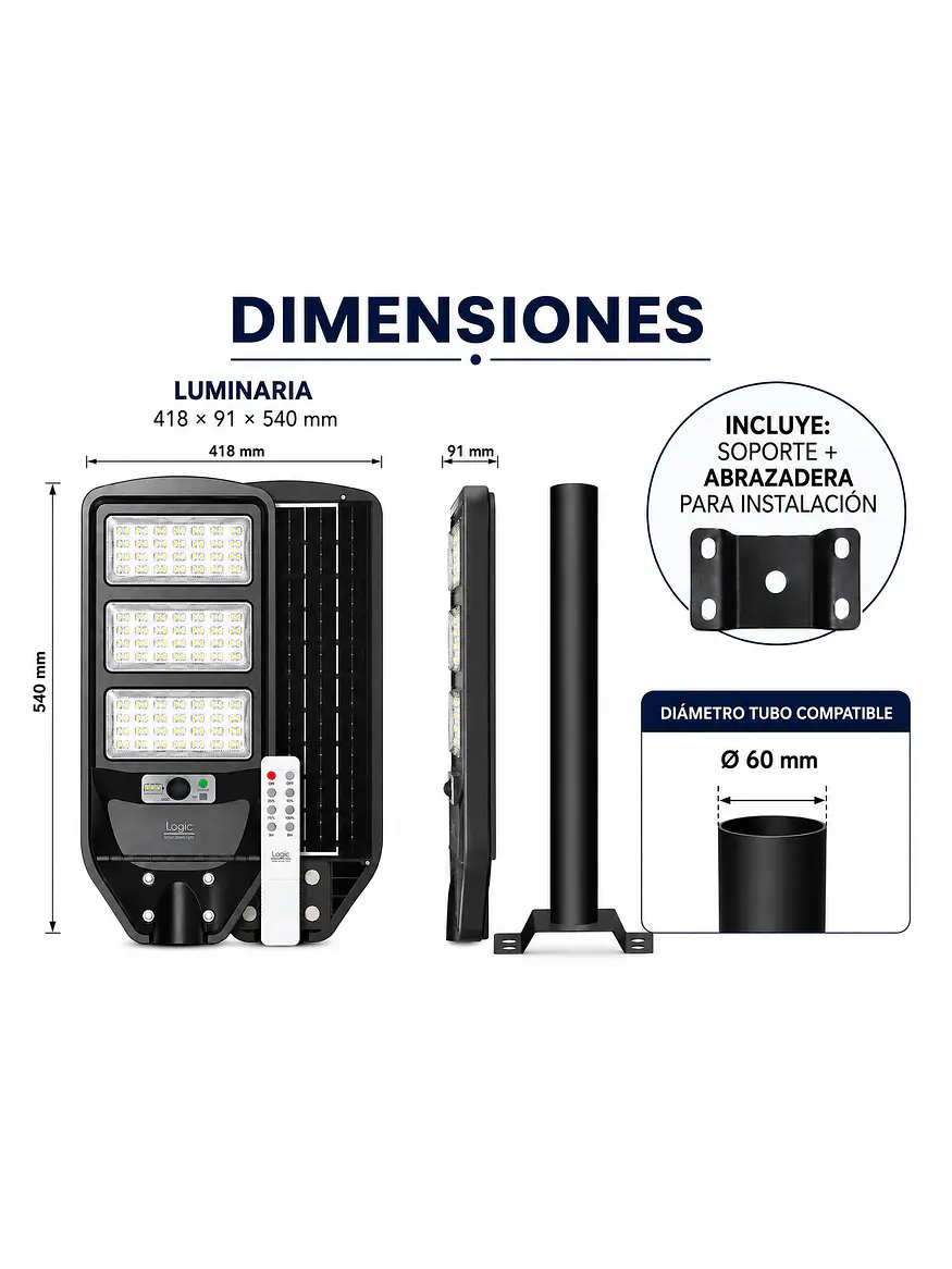 Luminaria Solar Peatonal S02 NEW 150W Luz Fría Sensor Movimiento IP65 3