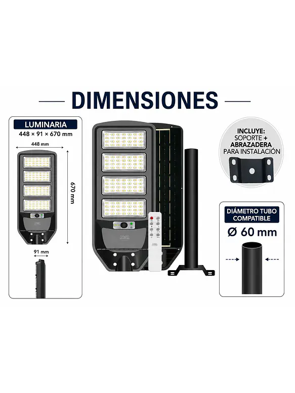 Luminaria Solar Peatonal S02 NEW 200W Luz Fría Sensor Movimiento IP65 2