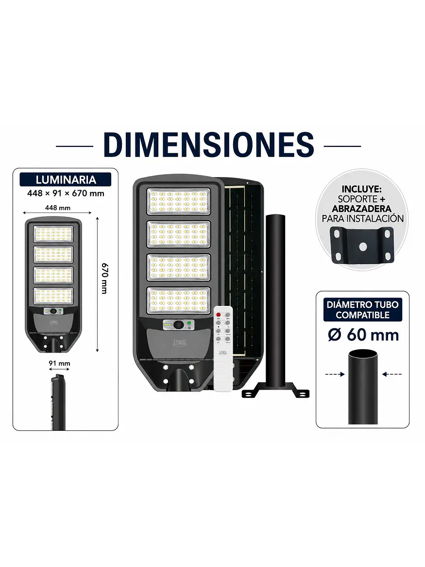 Luminaria Solar Peatonal S02 NEW 200W Luz Fría Sensor Movimiento IP65 2
