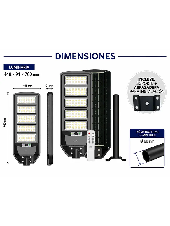 Luminaria Solar Peatonal S02 NEW 250W Luz Fría Sensor Movimiento IP65 3