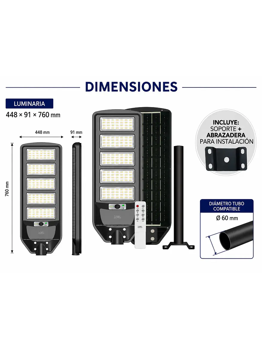 Luminaria Solar Peatonal S02 NEW 250W Luz Fría Sensor Movimiento IP65 3