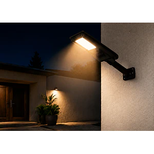 Luminaria Solar Peatonal Soluz 20W Luz Cálida Sensor Movimiento IP65