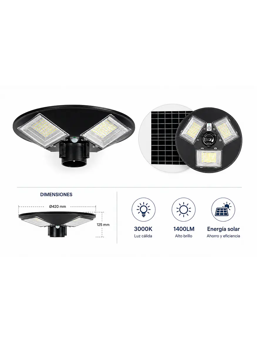 Luminaria Solar Tipo Pagoda 150W Luz Cálida IP65 2