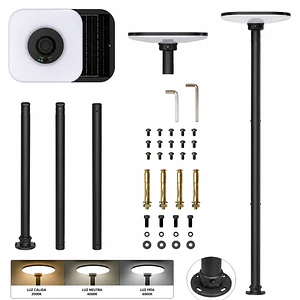 Kit Pagoda Solar Cuadrada 250W + Poste 3 Metros IP65