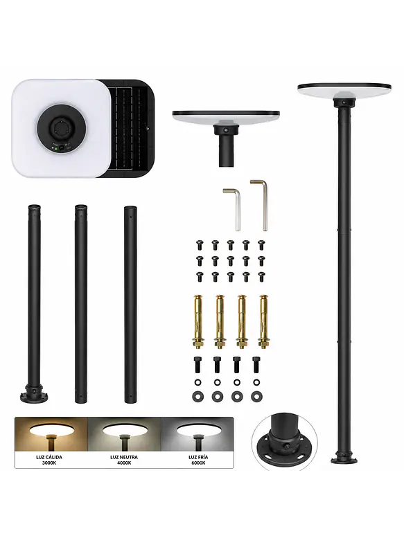 Kit Pagoda Solar Cuadrada 250W + Poste 3 Metros IP65 1