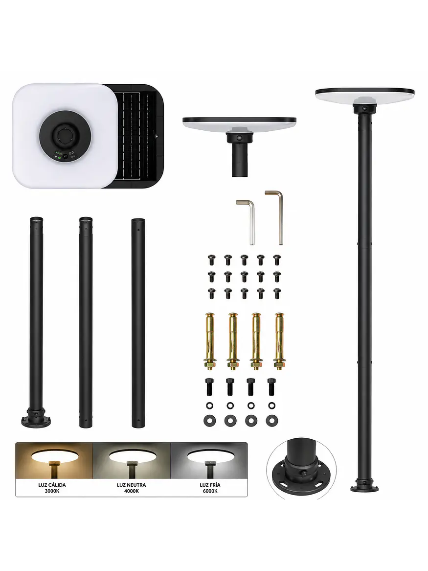 Kit Pagoda Solar Cuadrada 250W + Poste 3 Metros IP65 1