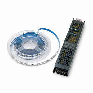 Kit Cinta LED 12V Luz Fría 5 Metros IP20 + Fuente 100W
