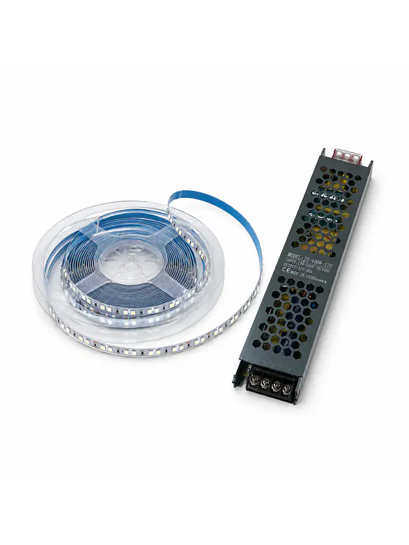 Kit Cinta LED 12V Luz Fría 5 Metros IP20 + Fuente 100W 1