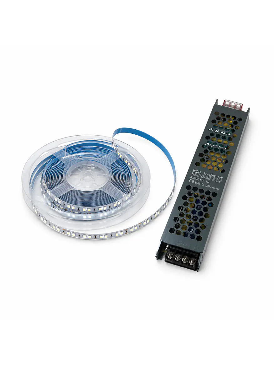 Kit Cinta LED 12V Luz Fría 5 Metros IP20 + Fuente 100W 1