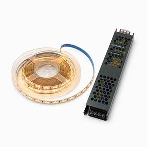 Kit Cinta LED 12V Luz Cálida 5 Metros IP20 + Fuente 100W