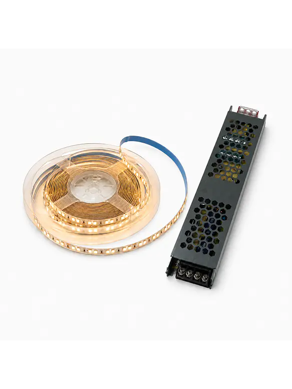 Kit Cinta LED 12V Luz Cálida 5 Metros IP20 + Fuente 100W 1