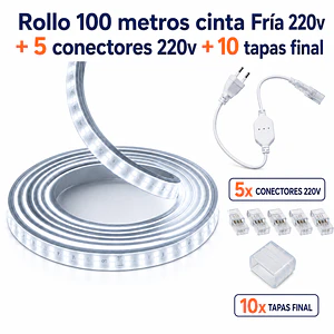 Cinta LED 220V Luz Fría IP65 Rollo 100M