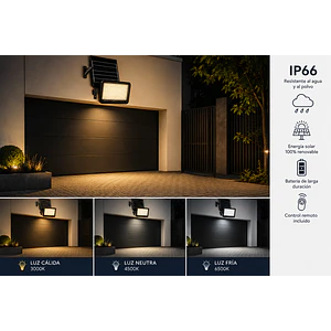 Proyector Solar LED EcoLuz Plus 100W Luz Cálida / Luz Neutra / Luz Fría IP66 (LIQUIDACIÓN)