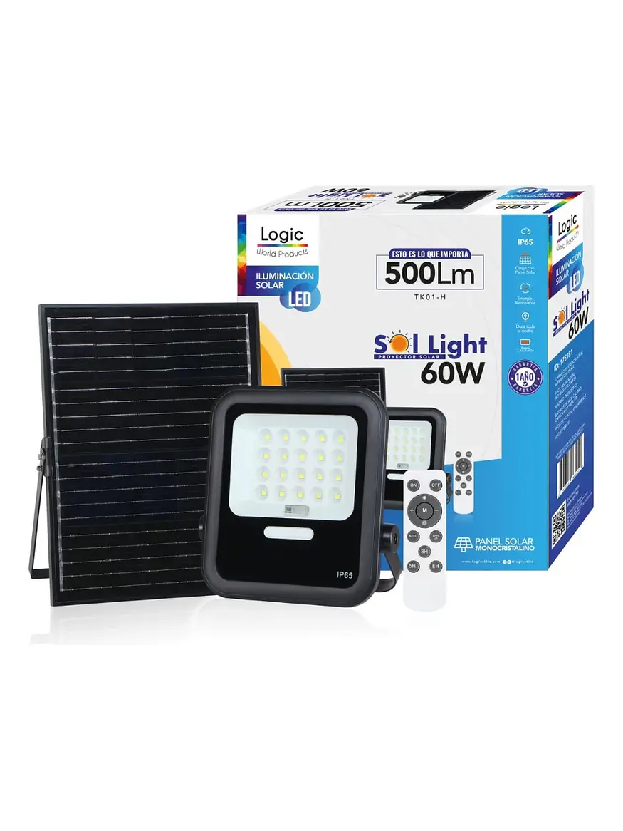 Proyector Solar LED SOL Light 60W Luz Fría IP65 Control Remoto (LIQUIDACIÓN)  4