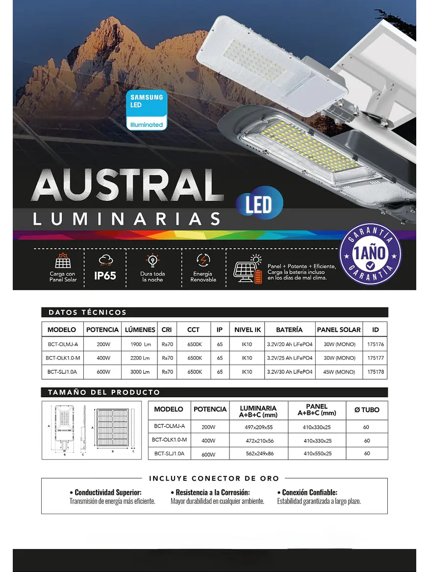 Luminaria Solar Austral 400W Luz Fría 6500K IP65 IK10 (LIQUIDACIÓN) 8
