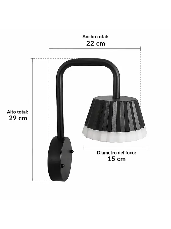 Aplique muro negro LED 10W 3000K IP54 Ø15cm (LIQUIDACION) 3