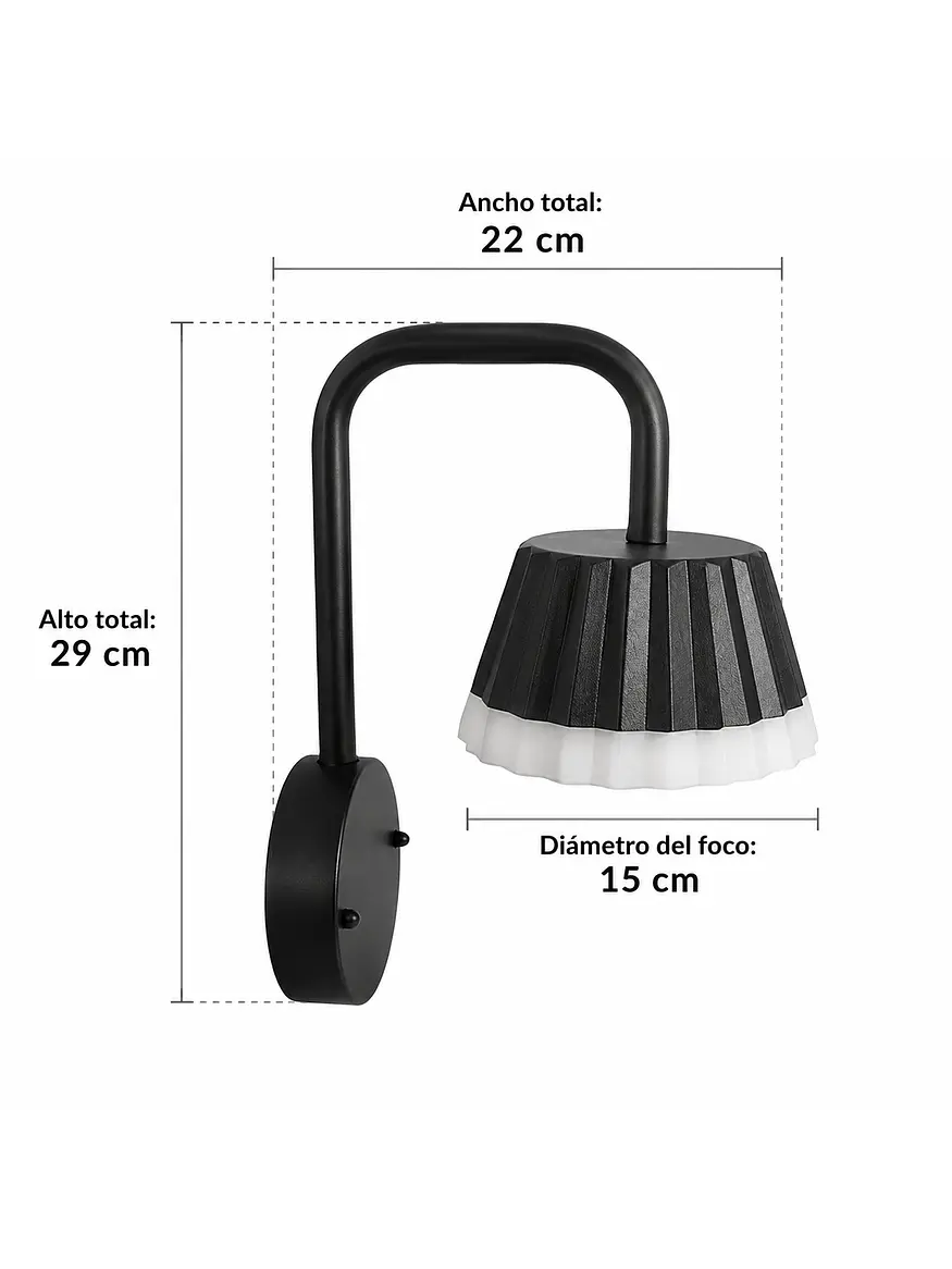 Aplique muro negro LED 10W 3000K IP54 Ø15cm (LIQUIDACION) 3