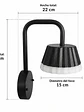 Aplique muro negro LED 10W 3000K IP54 Ø15cm (LIQUIDACION) - Miniatura 3
