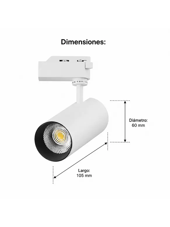 Foco LED Riel Monofásico 10W 3CCT Blanco 4
