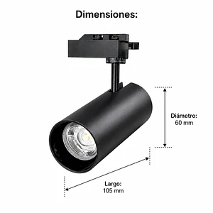 Foco LED Riel Monofásico 10W 3CCT Negro