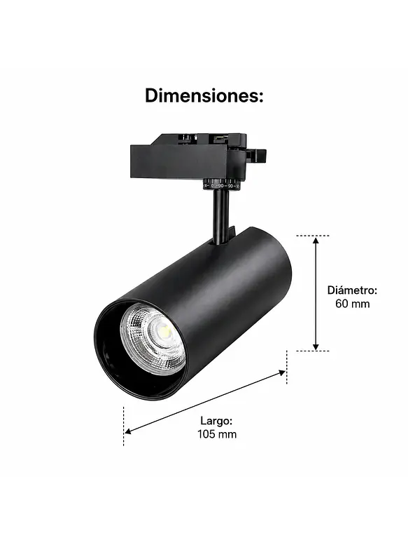 Foco LED Riel Monofásico 10W 3CCT Negro 2