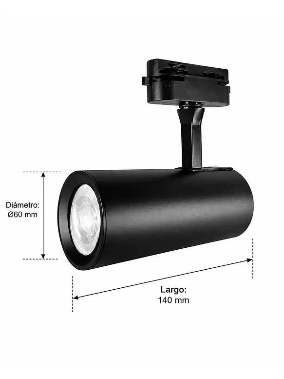 Foco  Riel Monofásico Negro GU10 IP20  2