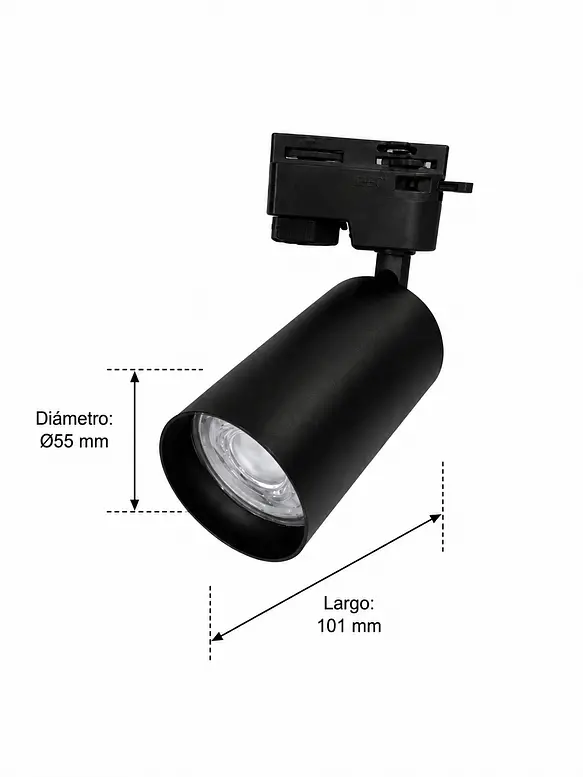 Foco Riel Monofásico Negro GU10 IP20 3