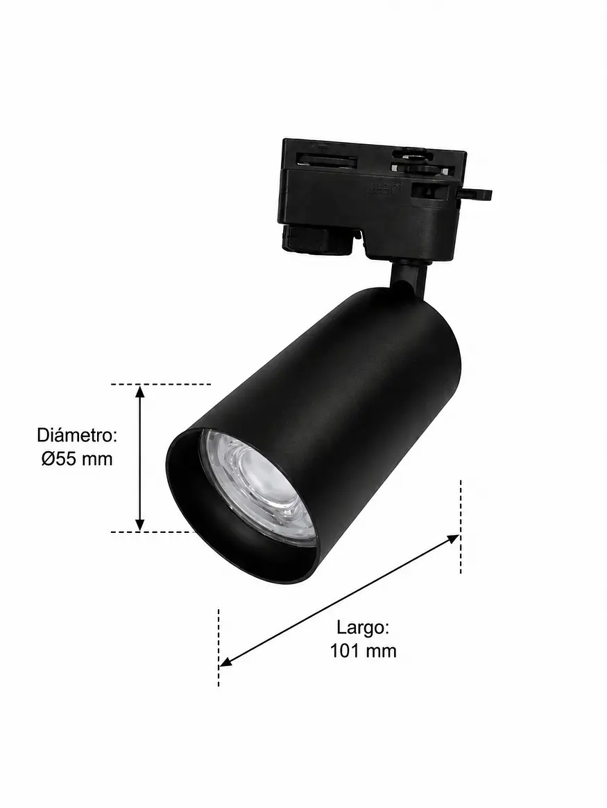 Foco Riel Monofásico Negro GU10 IP20 3