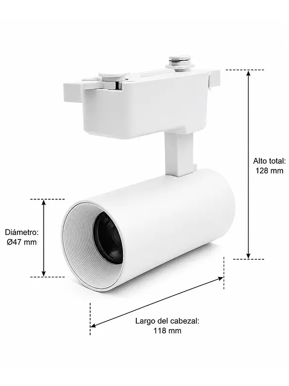Foco Riel Monofásico LED COB 10W Blanco Luz Cálida 4