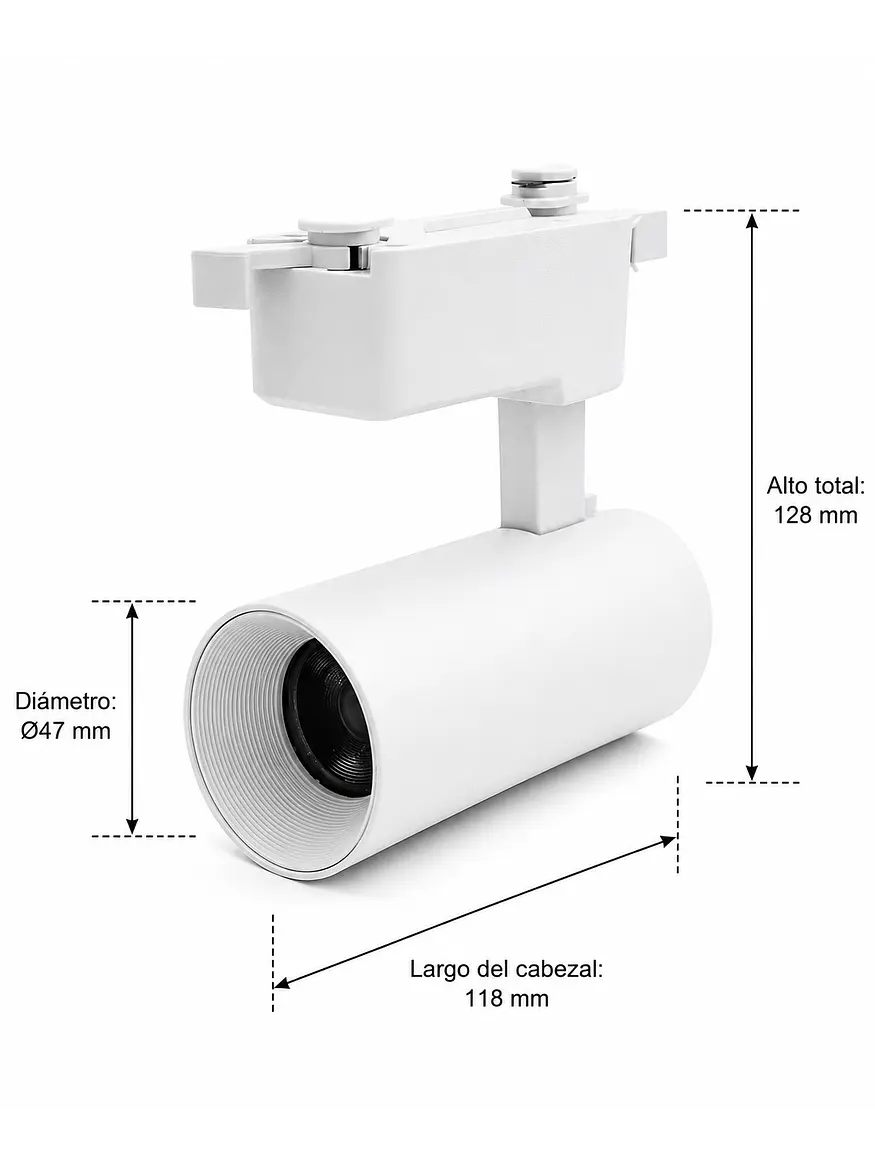Foco Riel Monofásico LED COB 10W Blanco Luz Cálida 4