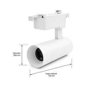 Foco Riel Monofásico LED 20W Blanco Luz Neutra