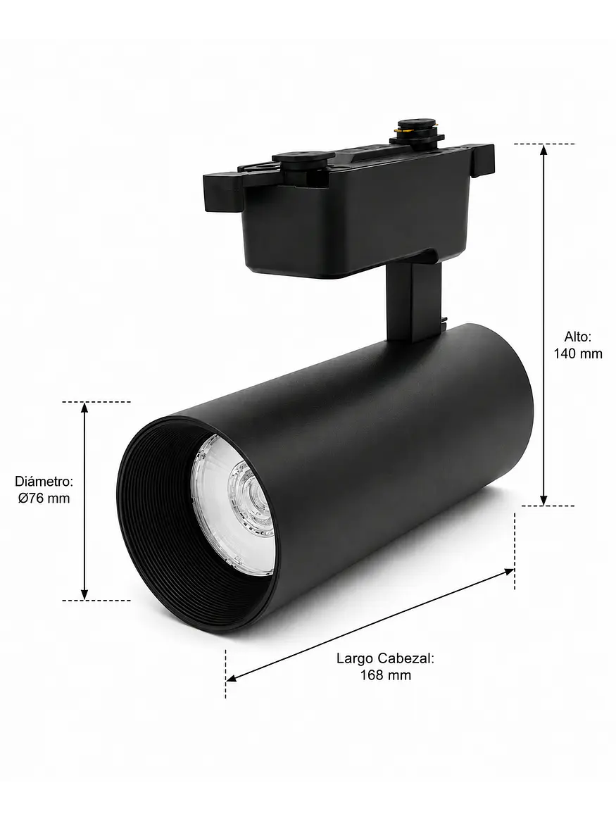 Foco Riel Monofásico LED COB 30W Negro Luz Neutra 2