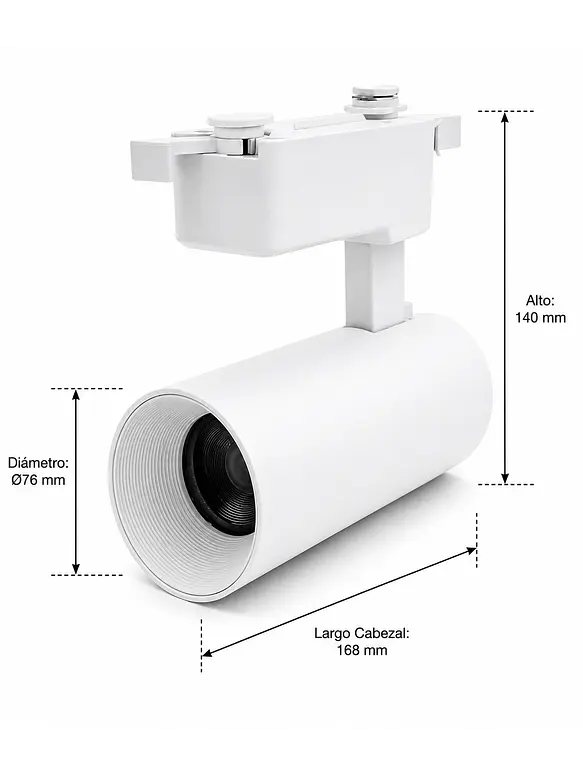 Foco Riel Monofásico LED COB 30W Blanco Luz Neutra 3
