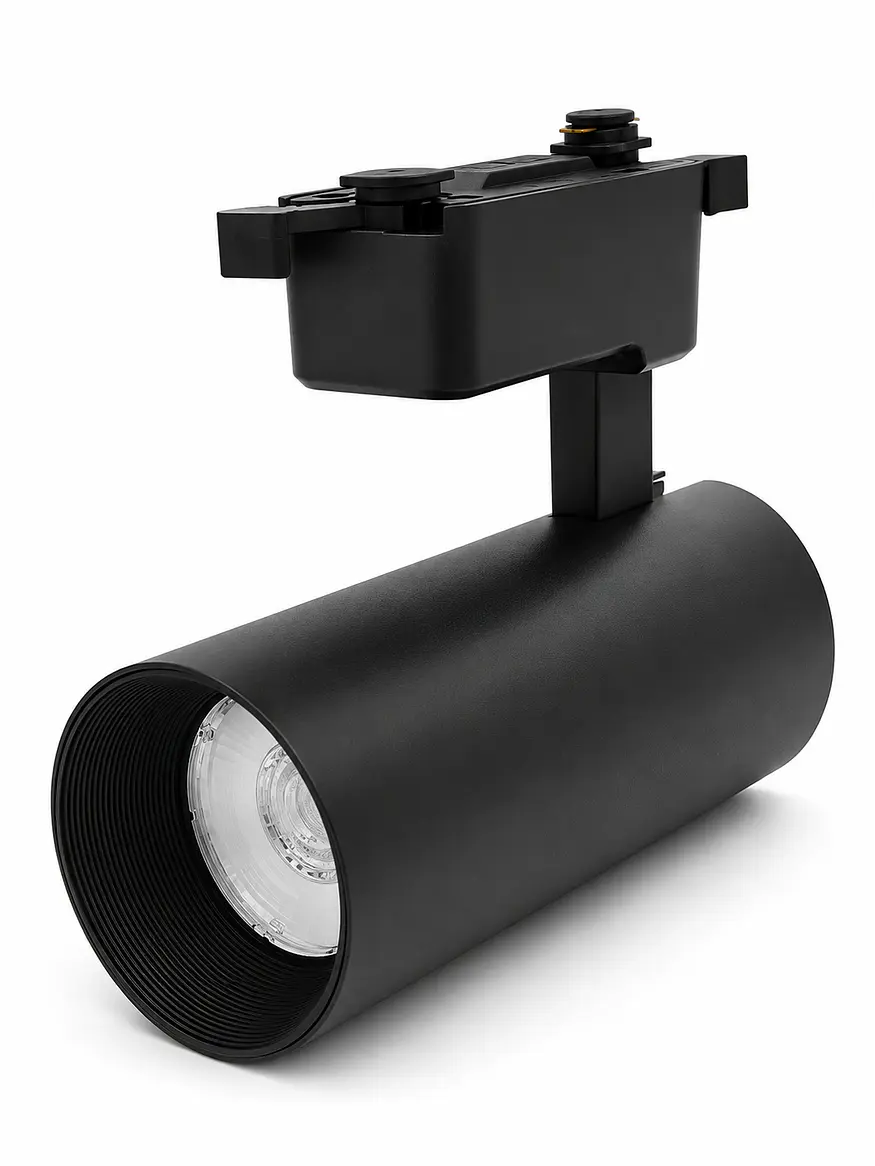 Foco Riel Monofásico LED COB 30W Negro Luz Cálida  1