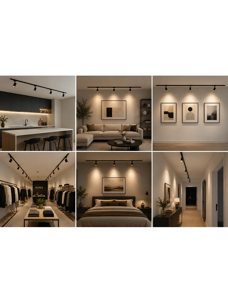 Foco para Riel Monofásico LED 30W Negro Luz Fría 4