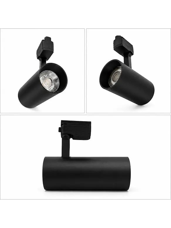 Foco para Riel Monofásico LED 30W Negro Luz Cálida 2