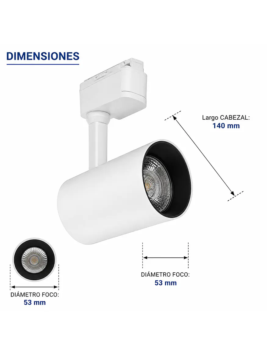 Foco para Riel Monofásico LED 10W Blanco Luz Neutra 4