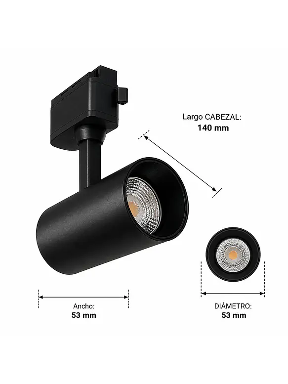 Foco Riel Monofásico LED 10W Negro Luz Cálida 5