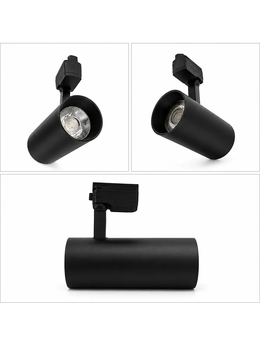 Foco para Riel Monofásico LED 10W Negro Luz Fría 2