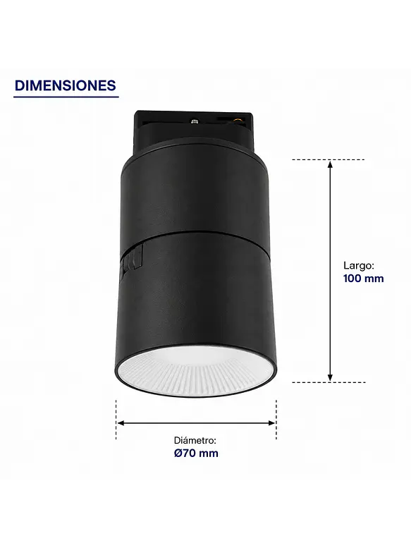 Foco Riel Monofásico LED 12W Negro Luz Cálida 3