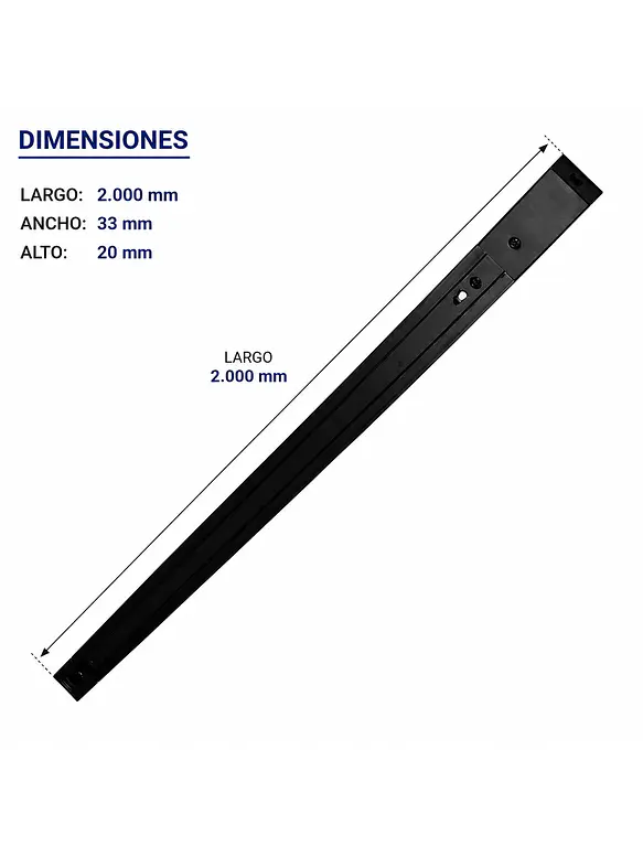 Riel Monofásico Negro 2 Metros 220V 3