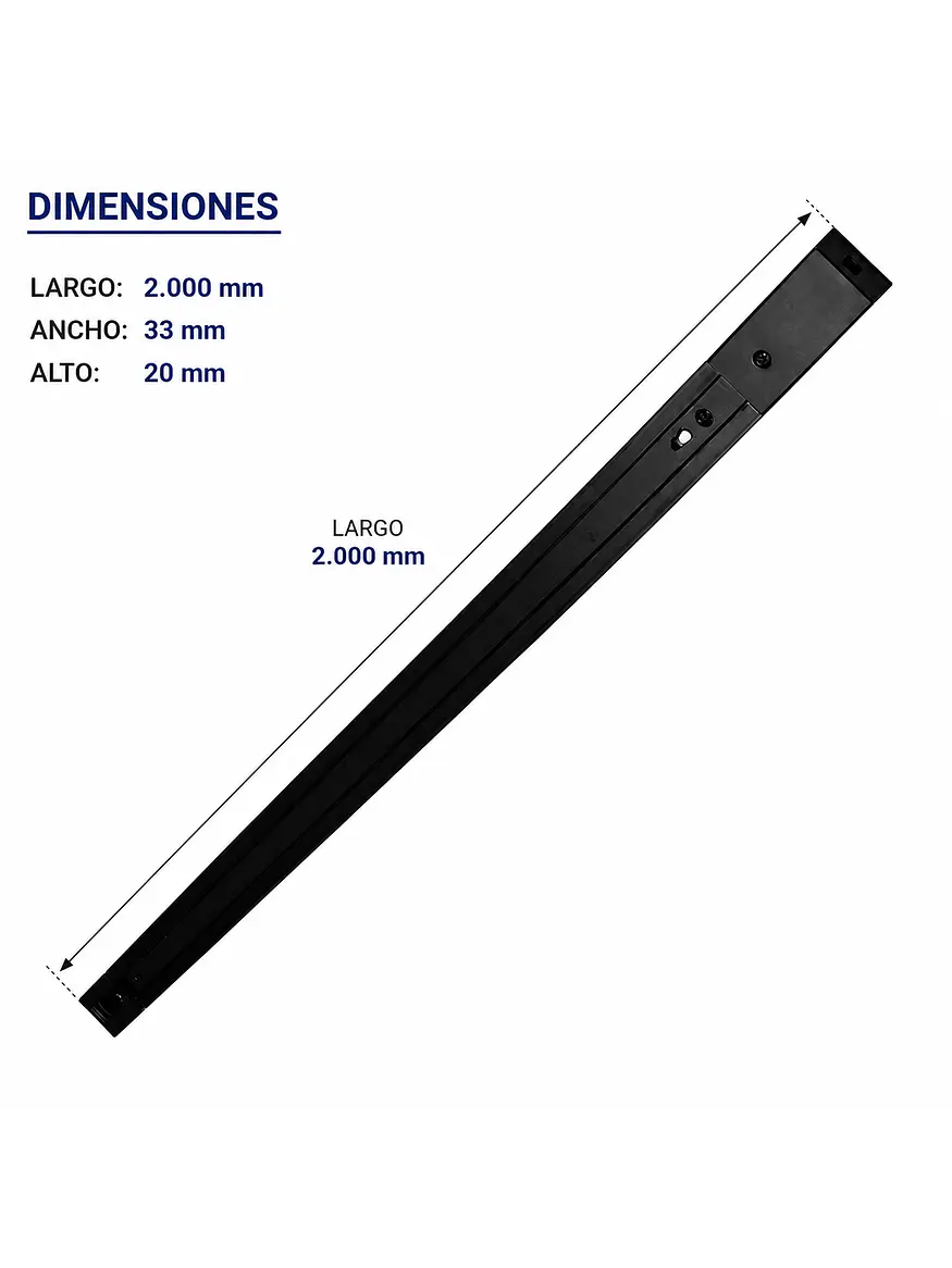 Riel Monofásico Negro 2 Metros 220V 3