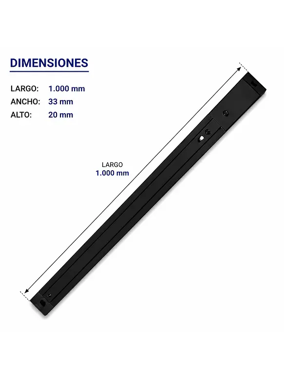 Riel Monofásico Negro 1 Metro 220V 3