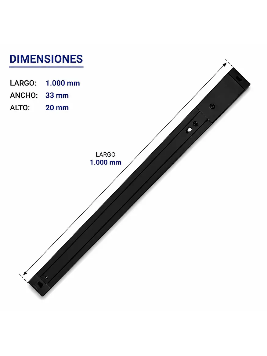 Riel Monofásico Negro 1 Metro 220V 3