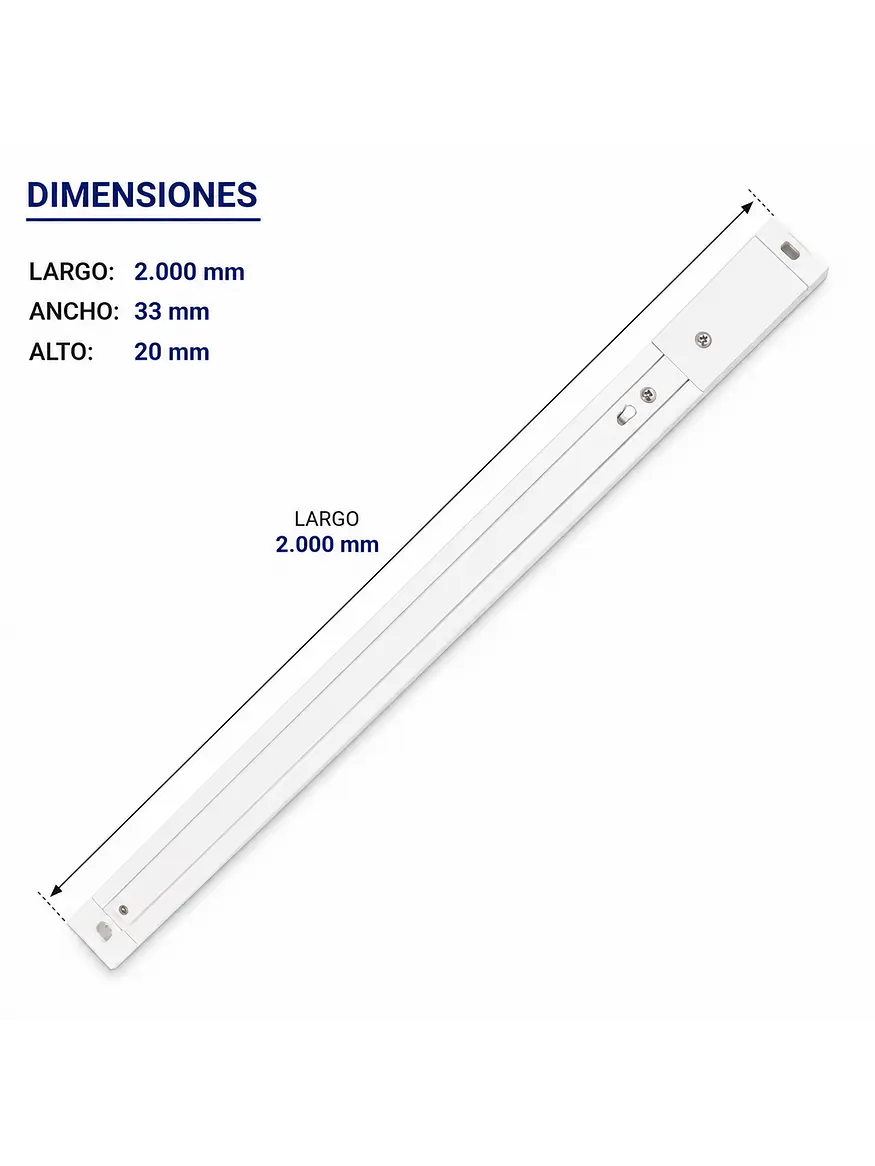 Riel Monofásico Blanco 2 Metros 220V 5