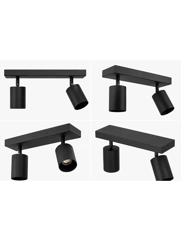 Foco Sobrepuesto Muro/Techo Negro Doble GU10 Dirigible 2